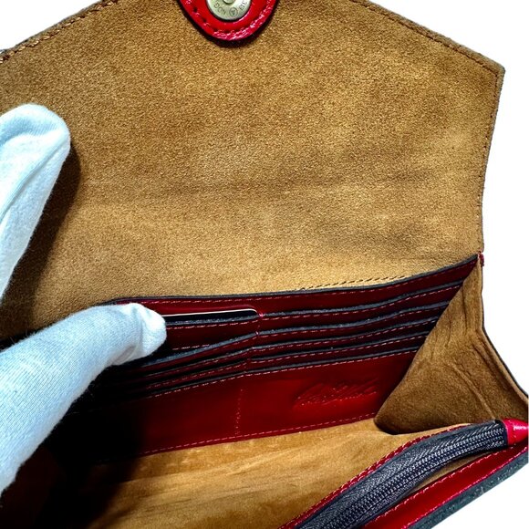 NWT Patricia Nash Kaisa Leather Clutch Wallet Wristlet – Grecian Rose Blue/Red - Picture 2 of 13